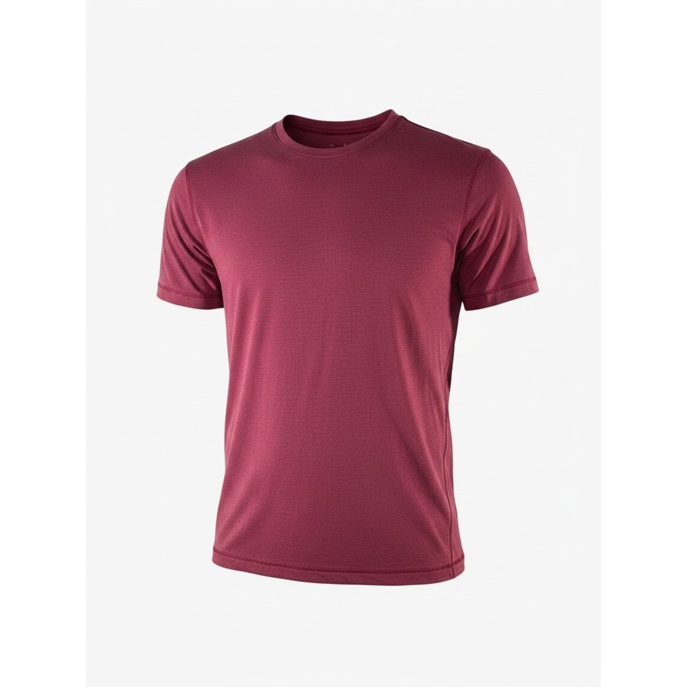 Lululemon V-Neck T-Shirt Mens M Burgundy Excellent Heathered Short Sleeve Tee